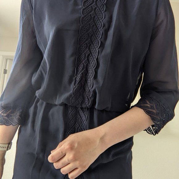 3/4 sleeve chiffon dress - Picture 2 of 6